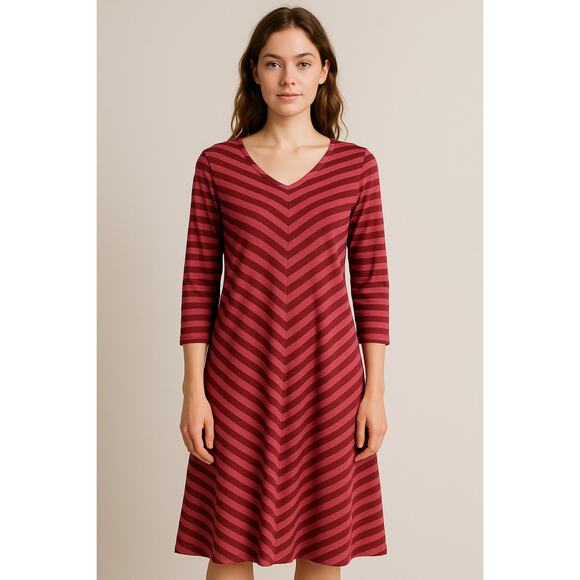 Gudrun Sjödén Organic Cotton/Modal Striped Dress Size L Lagenlook Scandi Style - Picture 1 of 7